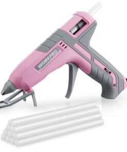 WORKPRO Heißklebepistole, 60/100 W mit 10 Heißklebesticks, für DIY und Reparaturen, Rosa&grau