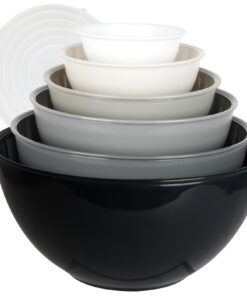 Mozvvco Mixing Bowl Set, Stapelbar BPA-frei Kunststoff, 6er Salatschüssel mit Deckel 0,25-5,25 L, ideal zum Mischen und
