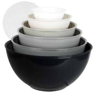 Mozvvco Mixing Bowl Set, Stapelbar BPA-frei Kunststoff, 6er Salatschüssel mit Deckel 0,25-5,25 L, ideal zum Mischen und