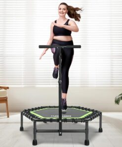 ONETWOFIT Leises Mini Trampoline für Erwachsene Outdoor TrainingFitness-Trampoline 107/114cm Rückprall Bungee