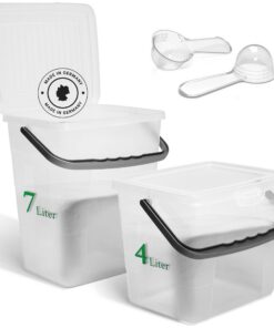 Novaliv Sparset Waschmittelbox mit Deckel 4 Liter + 7 Liter | Transparenz & Dosierlöffel | Haus & Garten