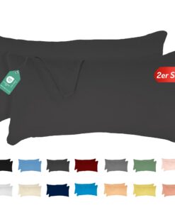 Livessa 2er Set Kopfkissenbezüge 40 x 80 cm - 100% Baumwollbezüge bügelfrei & knitterfrei, atmungsaktiv, Oeko-Tex Zertif