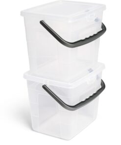 Novaliv 2X Waschpulverbehälter mit Deckel - 4 Liter - Transparenz - 23,5 x 18 x 18,5 cm - Durable Speicherlösung für Was