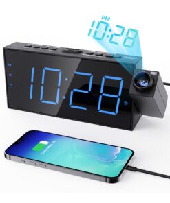 ROCAM Projektionswecker mit USB Ladegerät für Kinder | ROCAM Wecker mit 350°Projektor & Batterie-Backup Digital Uhr | R
