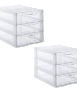 SUNDIS Orgamix 2er-set schubladenboxen für Büro und Schule, 3 transparente Schubladen, ideal für A4-Papier dokumentieren