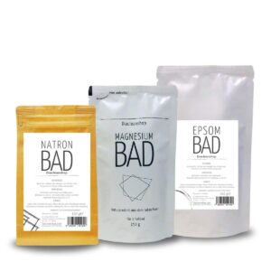 Badezusatz: 3er Probierset Magnesium & Natron - Entspannung & Hautpflege im Bad - Ideal für Hautbeschwerden & Stressredu
