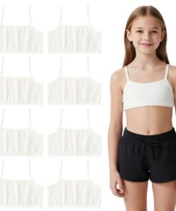 EUPSIIU Weißes Unterwäsche Sport BH für Mädchen 8-12 Jahre Baumwolle Ohne Bügel