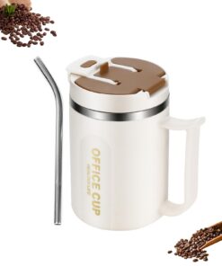 Thermo Kaffeebecher To Go Edelstahl braun 500 mlfür UnterwegsUmweltfreundlich mit Deckel und Strohhalm