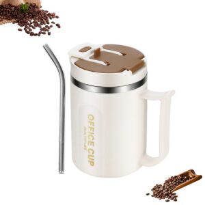Thermo Kaffeebecher To Go Edelstahl braun 500 mlfür UnterwegsUmweltfreundlich mit Deckel und Strohhalm