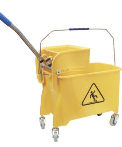 VIOVIE Profi Reinigungswagen 20 Liter Flachpresse 360° Rollen Haushalt Gewerbe