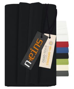 NPLUSEINS Schwarz Laken 100% Baumwolle - 150 x 250 cm - OEKO-TEX STANDARD 100