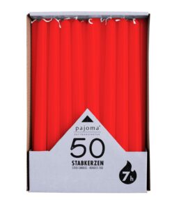 pajoma® Stabkerzen Rot - 50 Stück | Hohe Brenndauer & Vielseitige Nutzung für dein Haus und Gastronomie | Weihnachtsdeko
