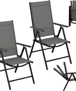 eSituro 2er Gartenstuhl: Belastbar für Familie und Freunde, perfekt zum Campen und Aushalten auf dem Balkon, klappbar un