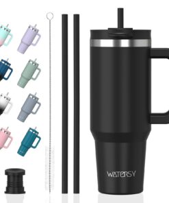 WATERSY 1,2L Vakuum-Isolierte Thermobecher, Schraubdeckel, Kühlt 12 Stunden, Trinkbecher Auslaufsicherer Kaffeebecher To