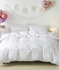 Nyescasa Herz Bettwäsche Weich Mikrofaser Herze Kinder Herzmuster Set 80x80cm OEKO-TEX Standard 100