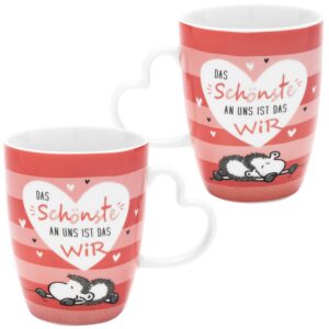 Sheepworld Tassen-Set "Das Schönste" | Porzellan Tassen mit Herzhenkel, 36 cl | Perfektes Geschenk-Set für Liebhaber