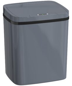 HOMCOM Sensor Mülleimer Bauern für Büro und Küchen, 15L Kapazität, Automatischer Mülleimer mit zwei Öffnungsmodi, Grau