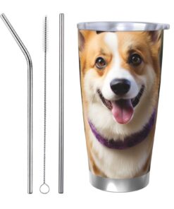 GTKSYNVE Dog Corgi Tumbler BPA Free Reusable Thermal Cup Outdoor Travel Coffee Mug