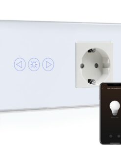 BSEED Normal Steckdose mit Smart Alexa Dimmer Lichtschalter für Wohnzimmer Kompatibel mit Alexa Google Home Glas Touchsc