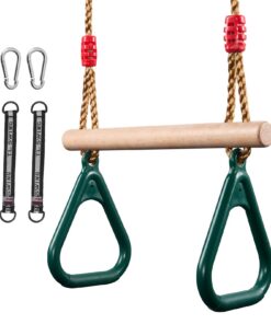 Schaukel mit Turnringen 2 in 1 für Kinder aus Holz und Metall, verstellbare Schaukelringe bis 150KG, perfekt zur Übung v