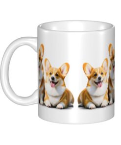 MKGOHLG Keramikbecher mit Corgi-Motiven für Cappuccino und Latteartin, ideal für Müsli, Joghurt und heiße Getränke, Mikr