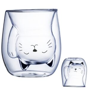 XiXiRan Doppelwandige Gläser – Isoliergläser für Süße Tassen, Kaffeeteegläser (200ML) (Glückliche Katze) XiXiRan Doppe