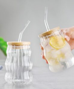 LORESJOY 2er Groß Kaffeetassen Set für Heiß und Kaltes Getränke, klare Glasschalen, 500ml Latte Macchiato Gläser