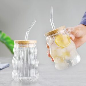 LORESJOY 2er Groß Kaffeetassen Set für Heiß und Kaltes Getränke, klare Glasschalen, 500ml Latte Macchiato Gläser