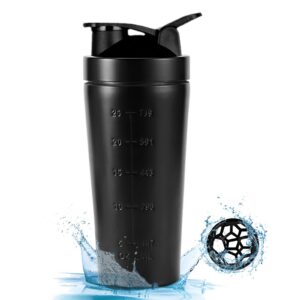EACHPT Protein Shaker Edelstahl 750ML Schwarz BPA-frei Auslaufsicher Für Fitness Yoga Proteinshakes