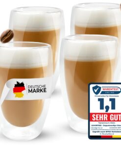 Lemontree doppelwandige Latte Macchiato Gläser - hitzbeständig, Cappuccino Tassen, 450ml Lemontree 4er Set hitzbeständig