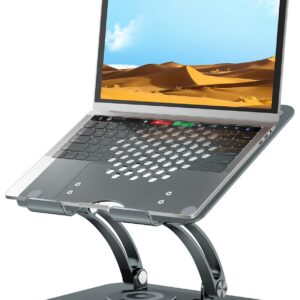 Tounee Laptop Ständer 360° Drehbar Höhenverstellbar, Ergonomisch Für Schreibtisch, Laptop Erhöhung 10-17", Grau Global R