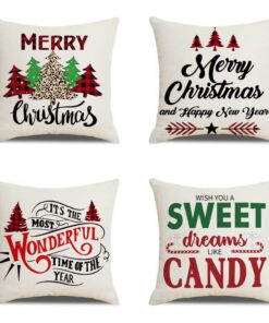 Moonlee Weihnachten Velvet Kissenbezug CH-2741 80x80cm Home Dekorkissenkopfkissenbezug 4er Set