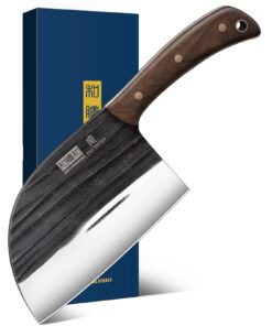 HOSHANHO 17cm Serbisches Kochmesser, Fleischschneidemesser aus Kohlenstoffstahl, handgefertigtes Geschmiedetes Messer fü
