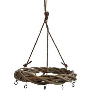 Spetebo Rattan Deko Kranz zum Hängen - inkl. Kordel mit 12 Haken - für Déco und Weihnachtsdecoration - Ø 35 cm - einfach