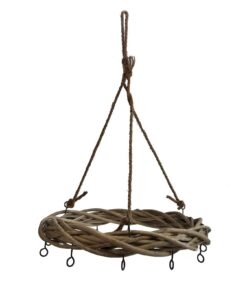 Spetebo Rattan Deko Kranz zum Hängen - inkl. Kordel mit 12 Haken - für Déco und Weihnachtsdecoration - Ø 35 cm - einfach