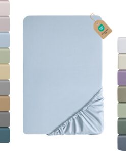 Soulful Satin Spannbettlaken 100%.Langstapelige Baumwolle Hellblau Oeko-Tex Zertifiziert für Allergiker Spannbett 140x20