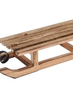 Spetebo Deko Holz Schlitten geflammt mit Metallkufen - Winterdekoration - Weihnachtsdeko für Fenster und Tisch - 40 cm -