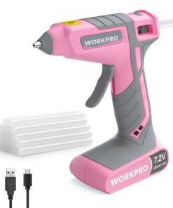 WORKPRO Akku Heißklebepistole 7,2V für Handwerk und Dekoration mit 30s Aufheizung und Schnellklemmenausspurung