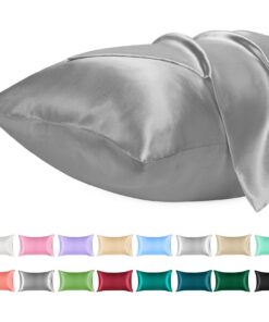 Lirex 2er Satin Kissenbezug 40x80cm, Weich wie Seide, Oeko-Tex Zertifiziert, Dunkelgrau, Kopfkissenbezug für Haar und Ha