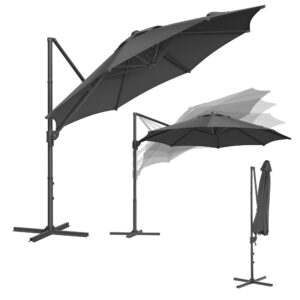 SONGMICS UPF 50+ Garten Sonnenschirm, 300 cm, um 360° drehbar, beliebt bei FamilienGPU074G02 SONGMICS Schonbar 300 cm,