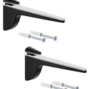 Gedotec Design Regal-Halterung - schwarz matt | PINOCCHIO | Wandregal Schwerlast mit Tragkraft bis 50 kg | 2 Stück | Reg