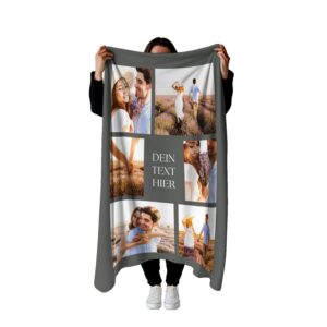 PICANOVA Fotodecke Personalisierte Decke Mit 6 Fotos 150x100cm - Kuschelige Decke mit Bildern - Personalisierte Geschenk