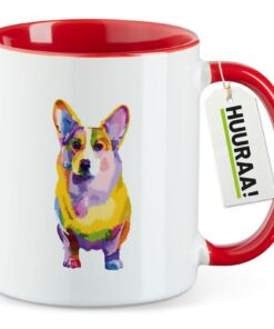 Huuraa Corgi Farben Teetasse 330ml Rot Geschenk für Hausieren