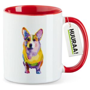 Huuraa Corgi Farben Teetasse 330ml Rot Geschenk für Hausieren