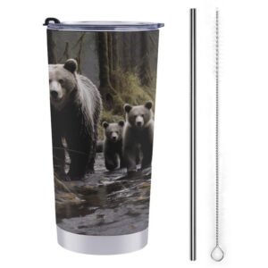 Mother Bear And Her Tumbler 20oz Edelstahl Wasserflaschen Auslaufsicher für Auto Und Reise Geschenke für Männerfrauen Is