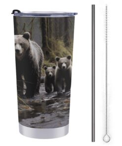 Mother Bear And Her Tumbler 20oz Edelstahl Wasserflaschen Auslaufsicher für Auto Und Reise Geschenke für Männerfrauen Is