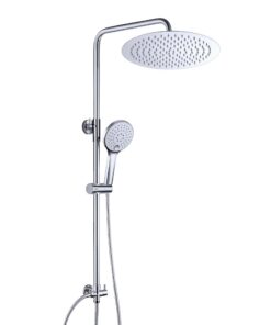 JOHO Edelstahl Regendusche für Bademöbel, großartige Kopfbrause mit Duschstange und Duschschlauch, Rund D25cm - perfekt