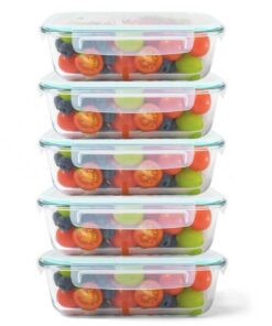 Meal Prep Boxen Hochwertig & Spülmaschinengeeignet - Ideal für Fitness-Ly objectForKeyen & Familien mit 5 * 1040ML Glasb