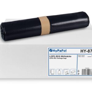 HypaFol schwarze Müllsäcke 120 L für Restmüll I robust und aus recyceltem Kunststoff I ideal für Küche und Garten