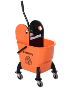 HOMCOM Professionelle Reinigungswagen für Fachkräfte mit 26L Kapazität und Abnehmbarem Wringer Orange | HOMCOM Fördern